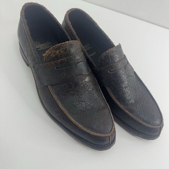 Allen Edmonds Modesto Loafers Shoes Intentionally Distressed Leather brown 8.5 D - Picture 2 of 11